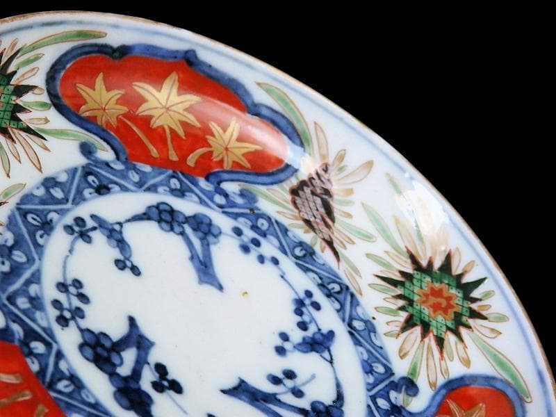 古伊万里　色絵　窓絵　貝の図　４寸皿　５枚　A137AS-CYs