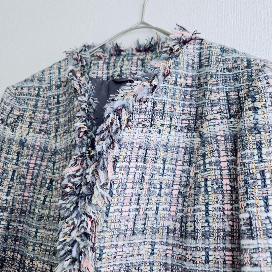 アナイ マリアケント ノーカラージャケット マルチカラー ツイード XS 34