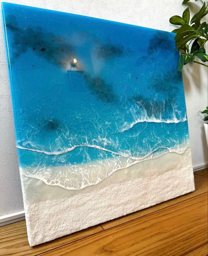 海アート　レジンアート　オーシャンアート　壁掛け　立体　大型　波アート