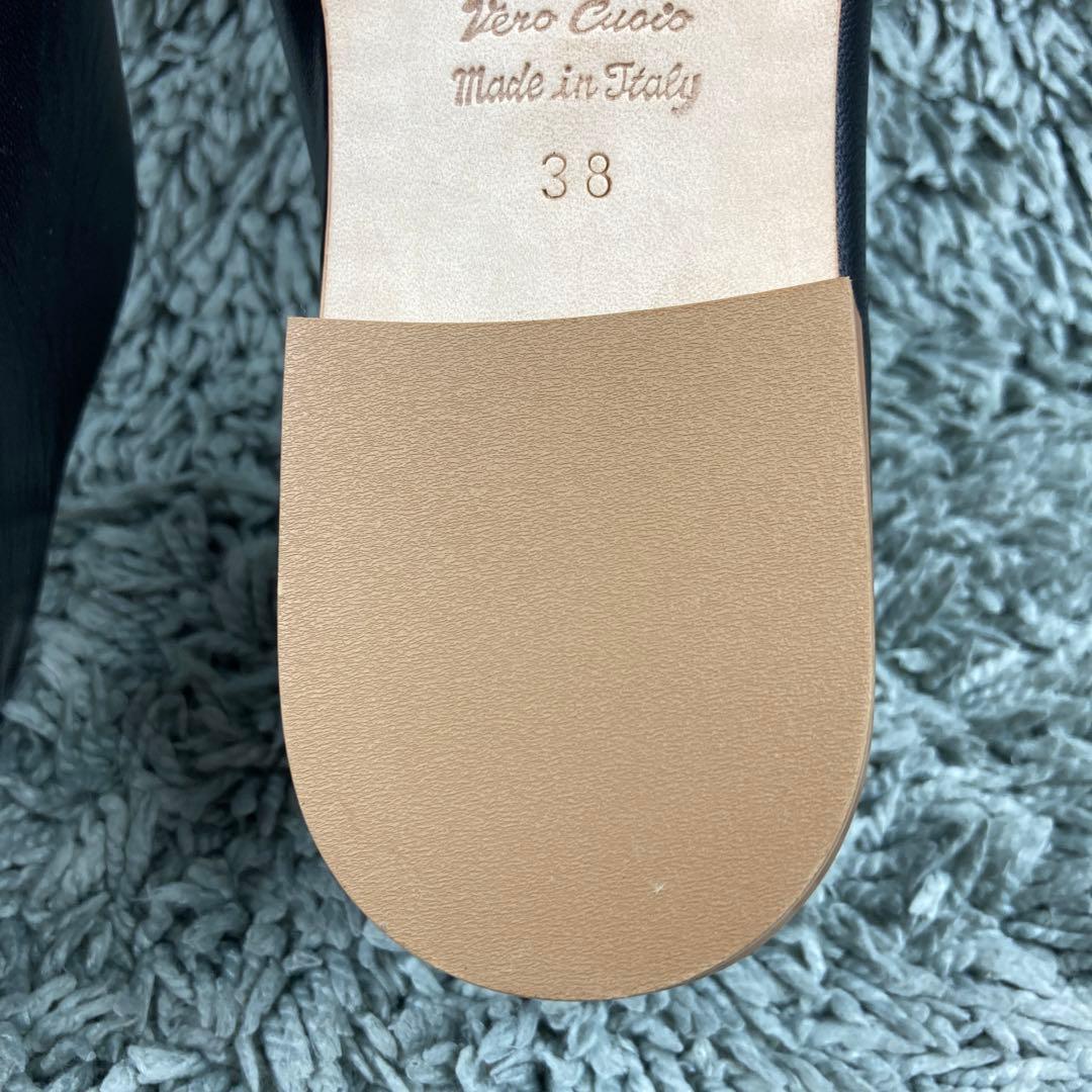 未使用級 スペルタ フラット オールレザー ブラック イタリア製 パンプス