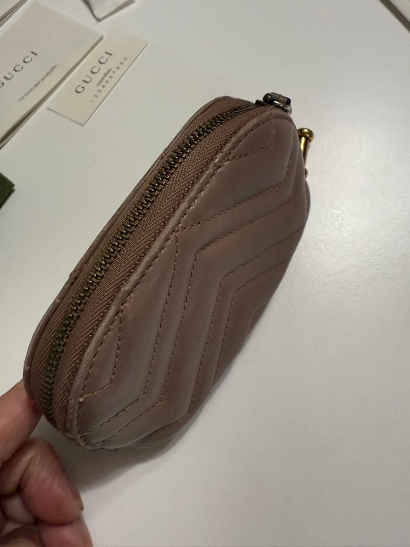 GUCCI GGマーモント　キーポーチ　キーケースケース　ベージュピンク