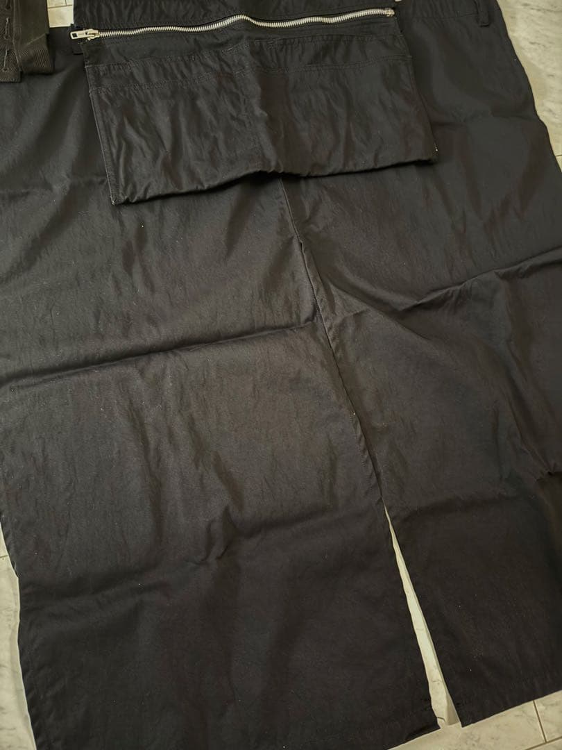 pockets Long black nylon chino 美容師　エプロン