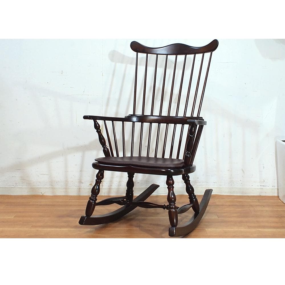 美品 希少 松本民芸家具 コームバックロッキングチェア ミズメザクラ×ナラ