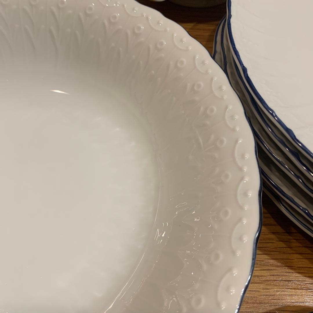 fancy CHINA 食器セット 31点 白 青縁 レトロ　大人数　パーティー