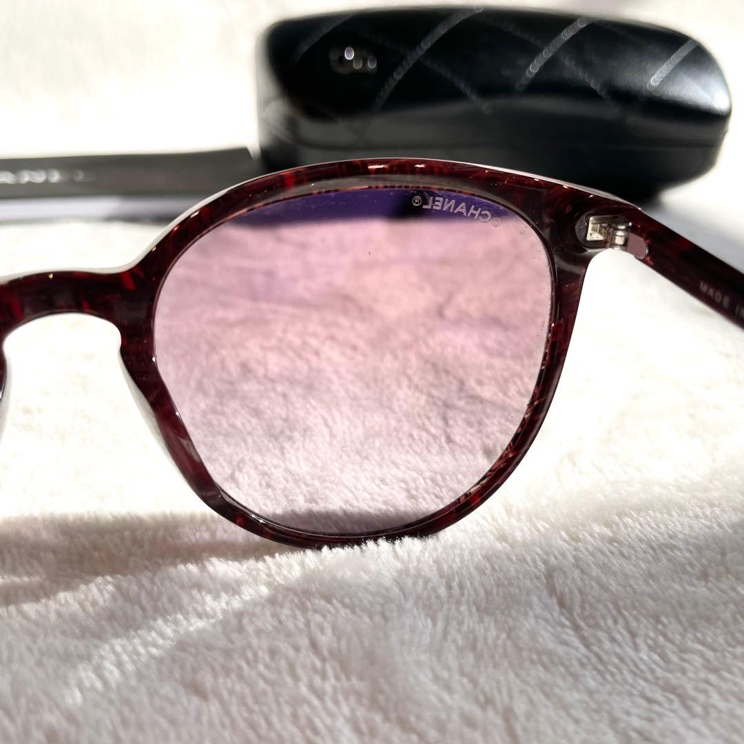 付属品多数 CHANEL サングラス フェイクパール ラメ パープル系 ロゴ