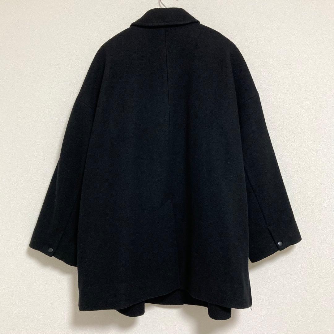 yuni　ウールスーパー100 ミドルレングス ステンコート　黒　F