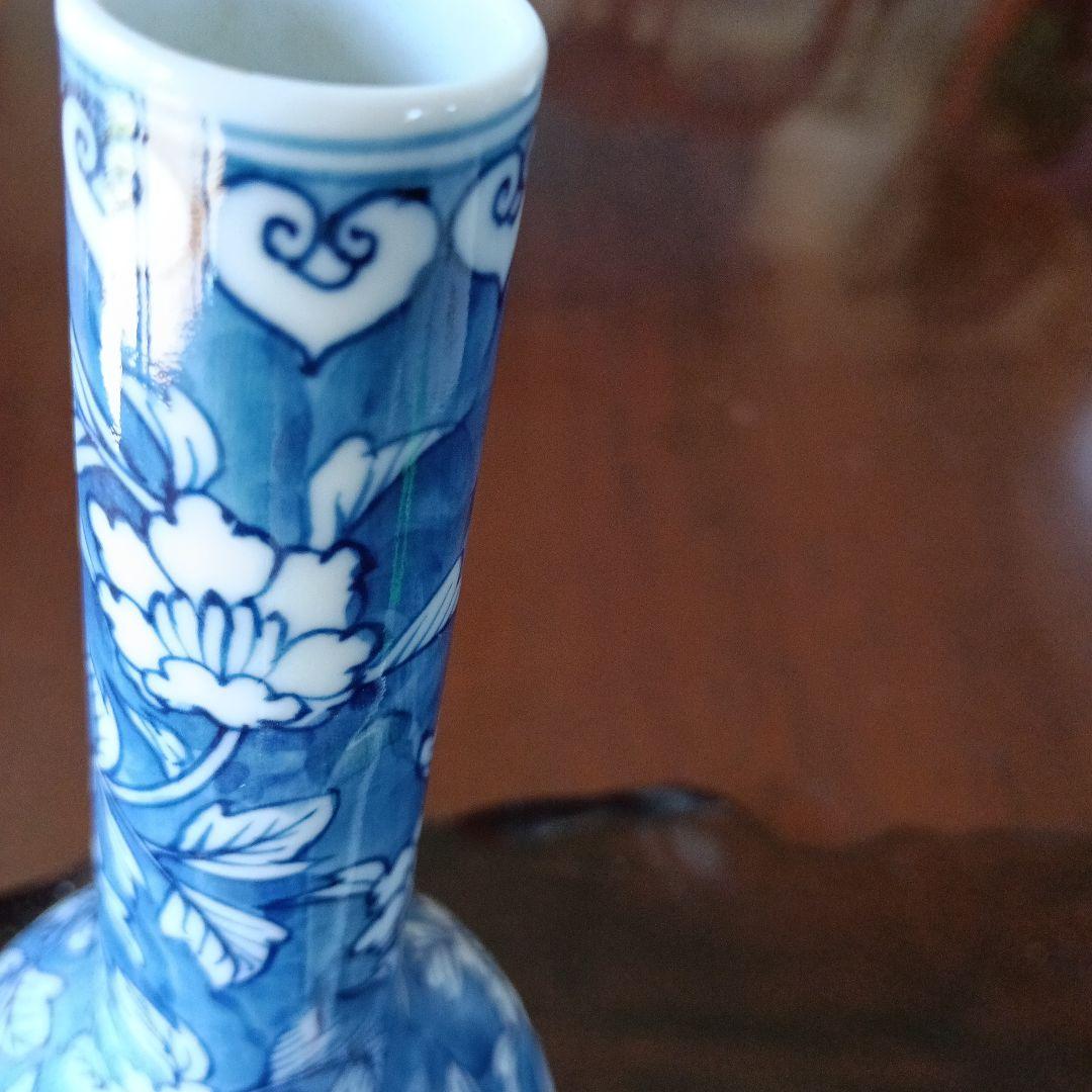 源右衛門　染付牡丹絵　花瓶