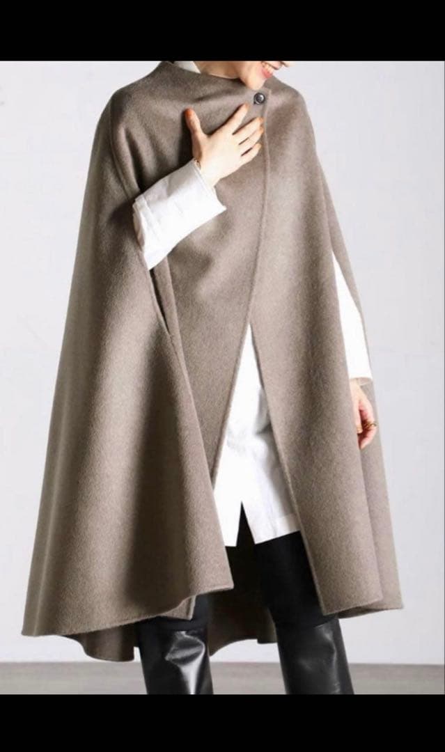 新品未使用　ヴェルメイユパーイエナ ラムカシミアマントコート　グレージュ