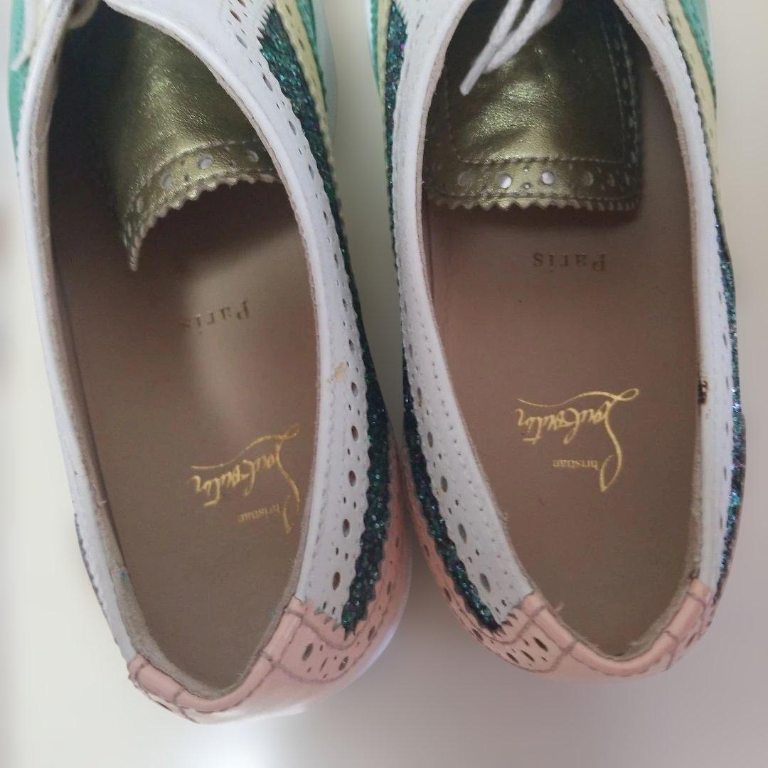 ターコイズ グリッター カジュアルシューズ　ルブタン