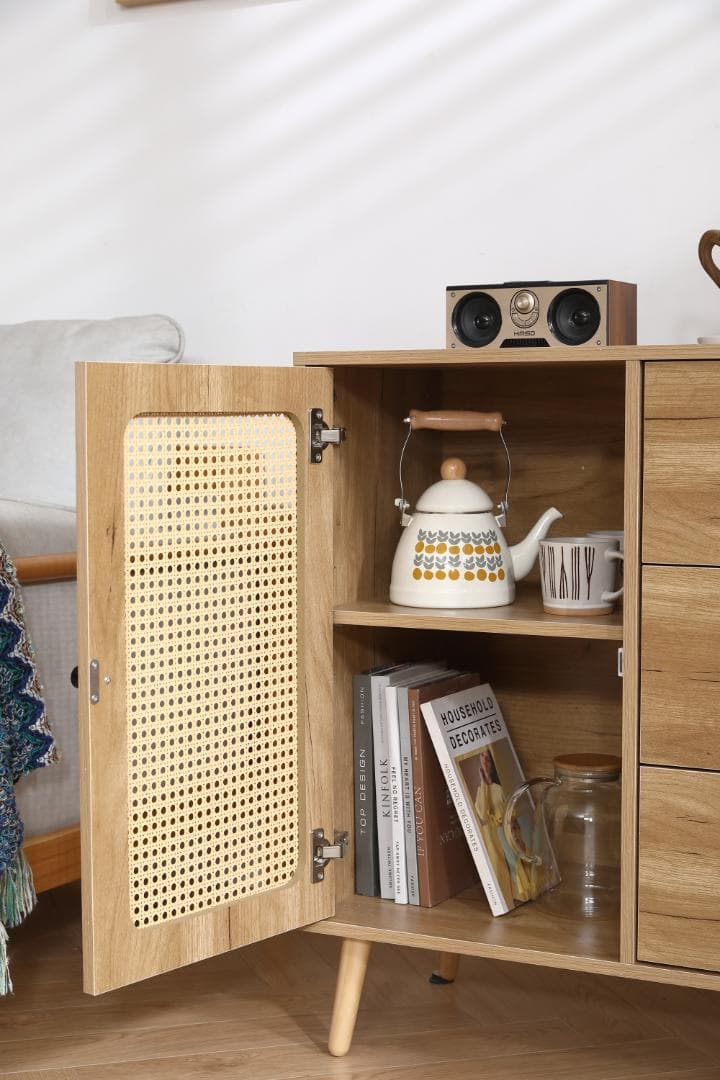 キャビネット サイドボード北欧 木目調 おしゃれ扉付き リビングボード