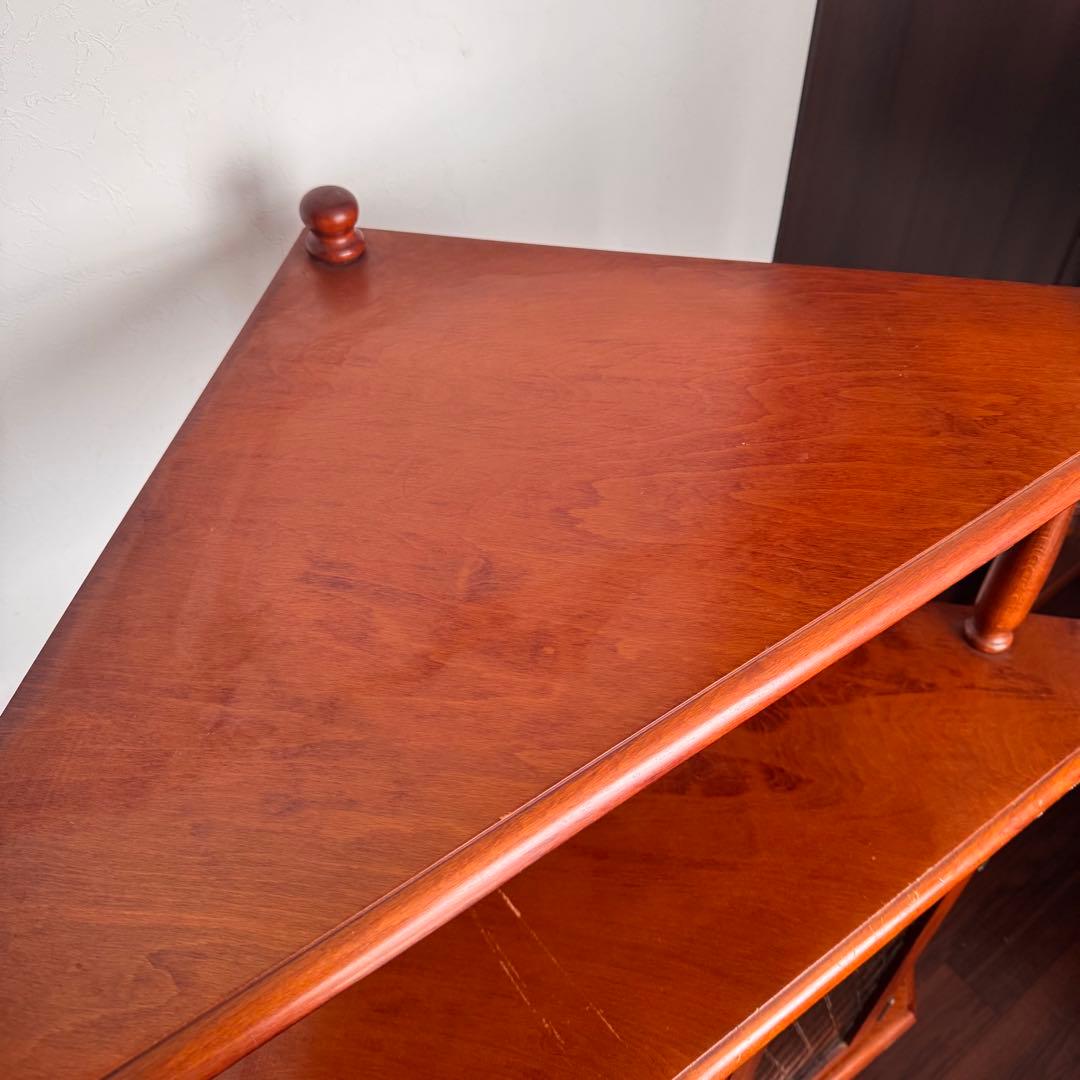 アンティークコーナーシェルフ　ガラス扉　ジャパンヴィンテージ　ミッドセンチュリー