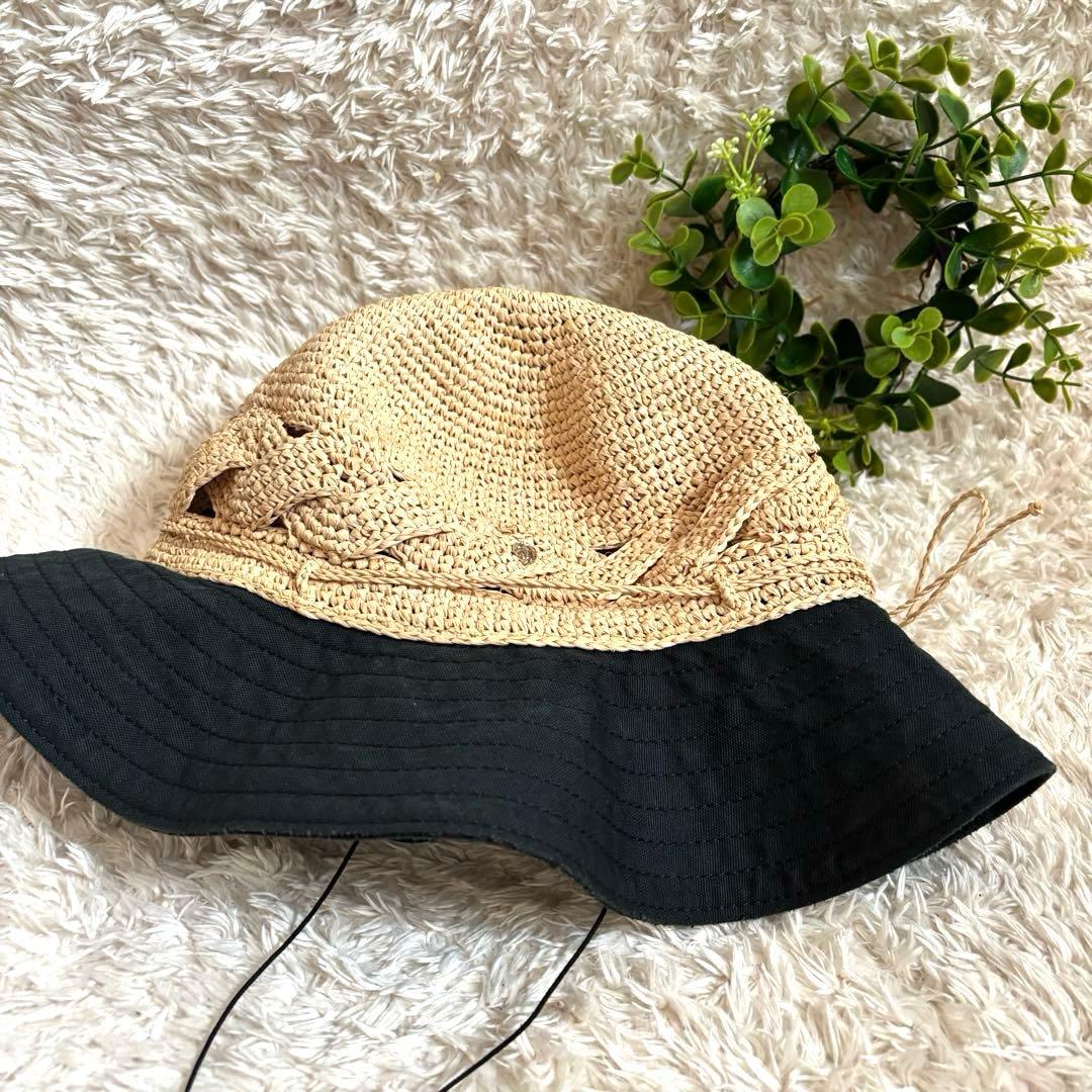 レア✨ヘレンカミンスキー ラフィア×コットン キャンバスハット ＵＶ加工 麦わら
