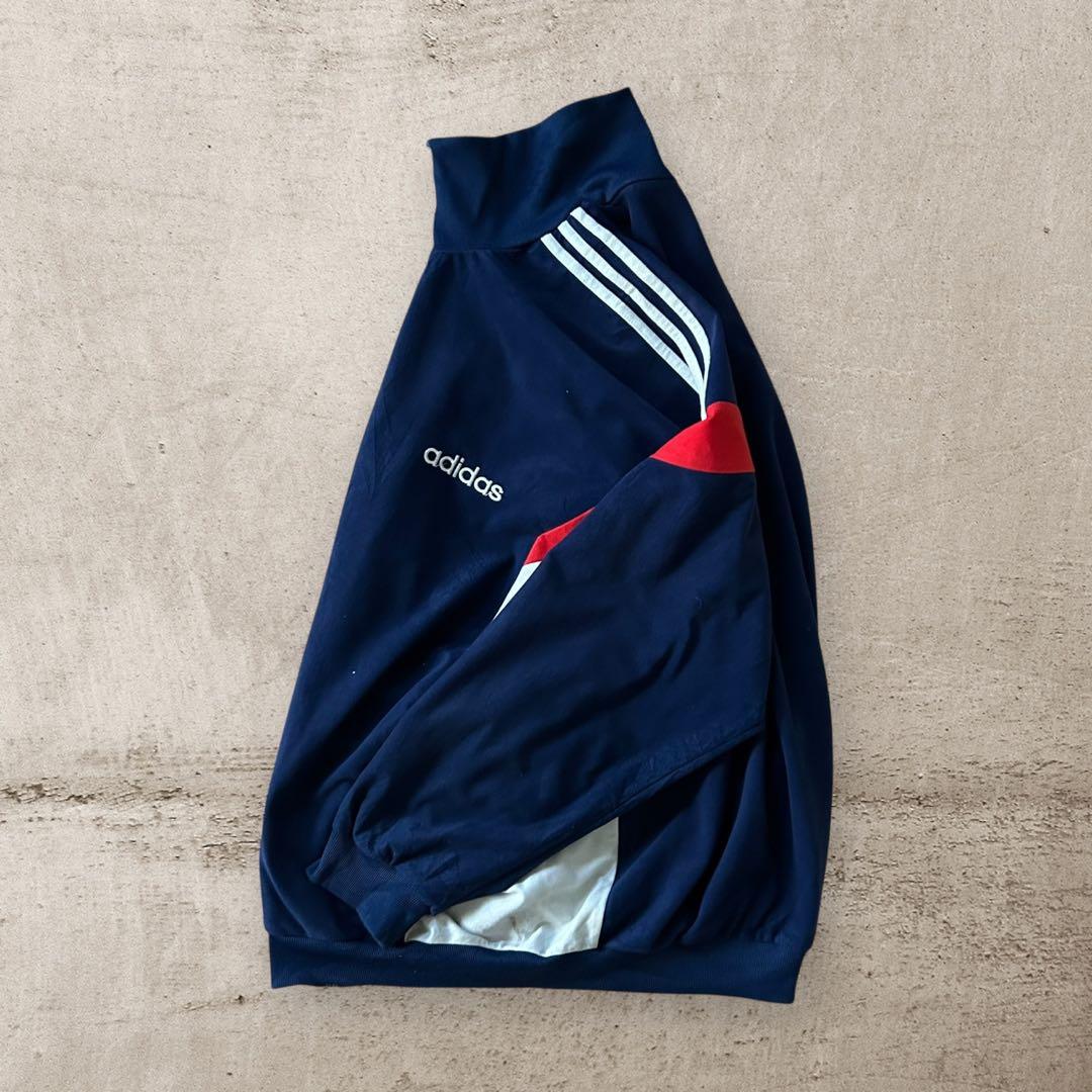 vintage80sアディダスベロアトラックジャケット刺繍ロゴトリコカラー古着
