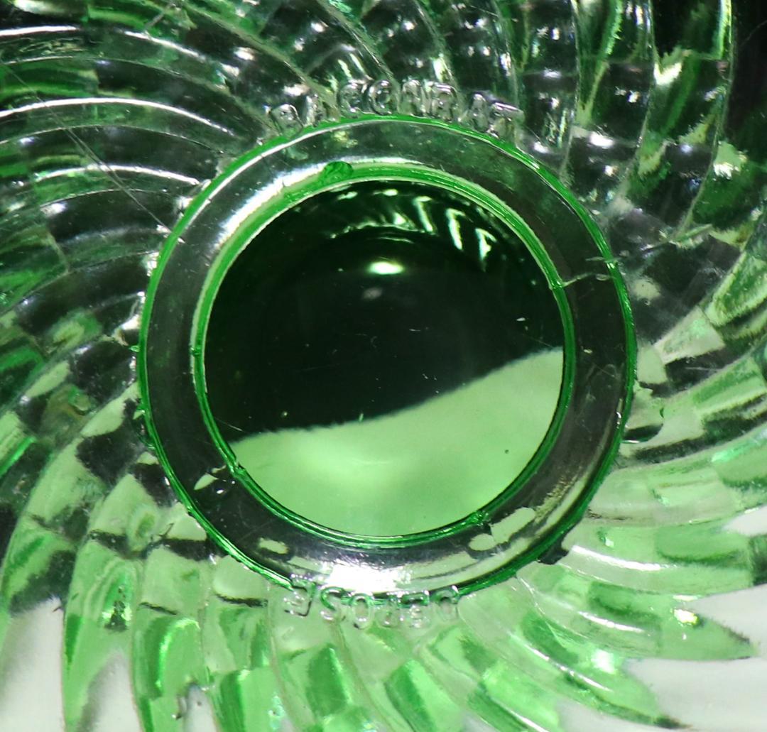 オールド・バカラ 激レア ウランガラス製 バンブー 花型コンポート アンティーク