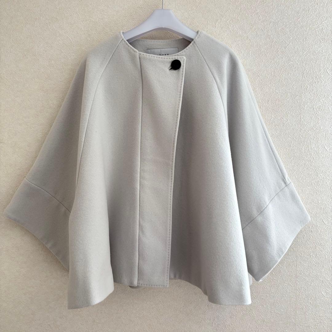 アドーア　ウール　ビーバー　ショート　コート　ノーカラー