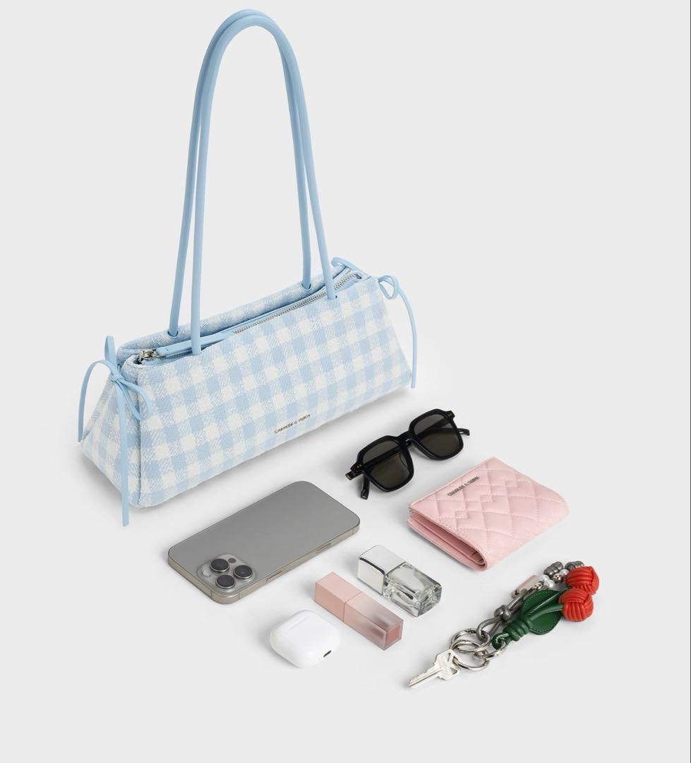 チャールズアンドキース Hazel ヘーゼル ギンガムボウショルダーバッグ