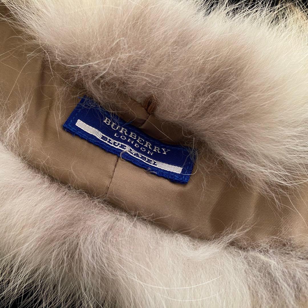 美品 バーバリーブルーレーベル フォックスファー ニット カーディガン 38 黒