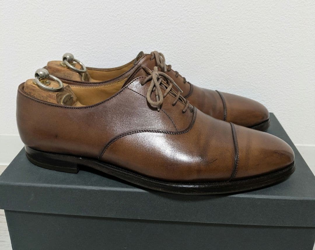 Crockett＆Jones ストレートチップ HALLAM UK7.5 茶色