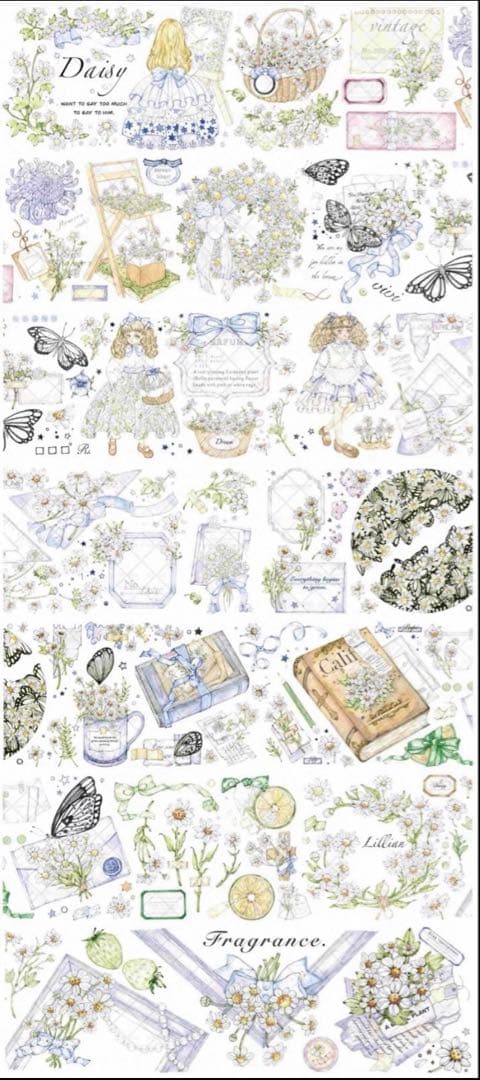 ♡SALE♡ 贝壳光 7cm×10m 赴约 海外マスキングテープ　海外マステ　花