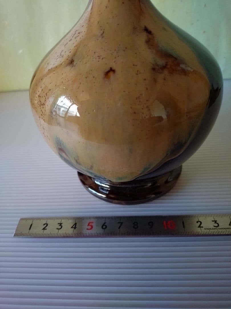 1 膳所焼　笹耳付　花入　陽炎園