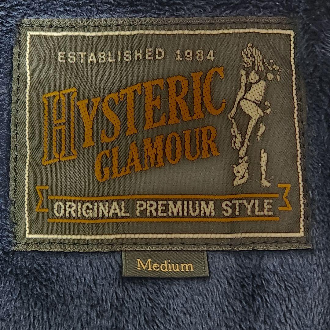 ✨人気モデル✨ヒステリックグラマー❣️スタジャン　M　ネイビー　ウール　袖レザー