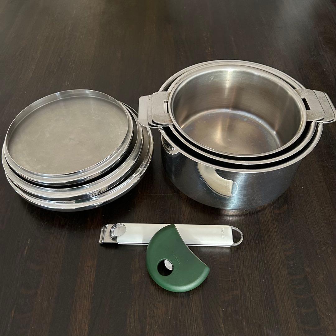 CRISTEL深鍋16・18・20㎝+クッキングバスケット+ハンドル