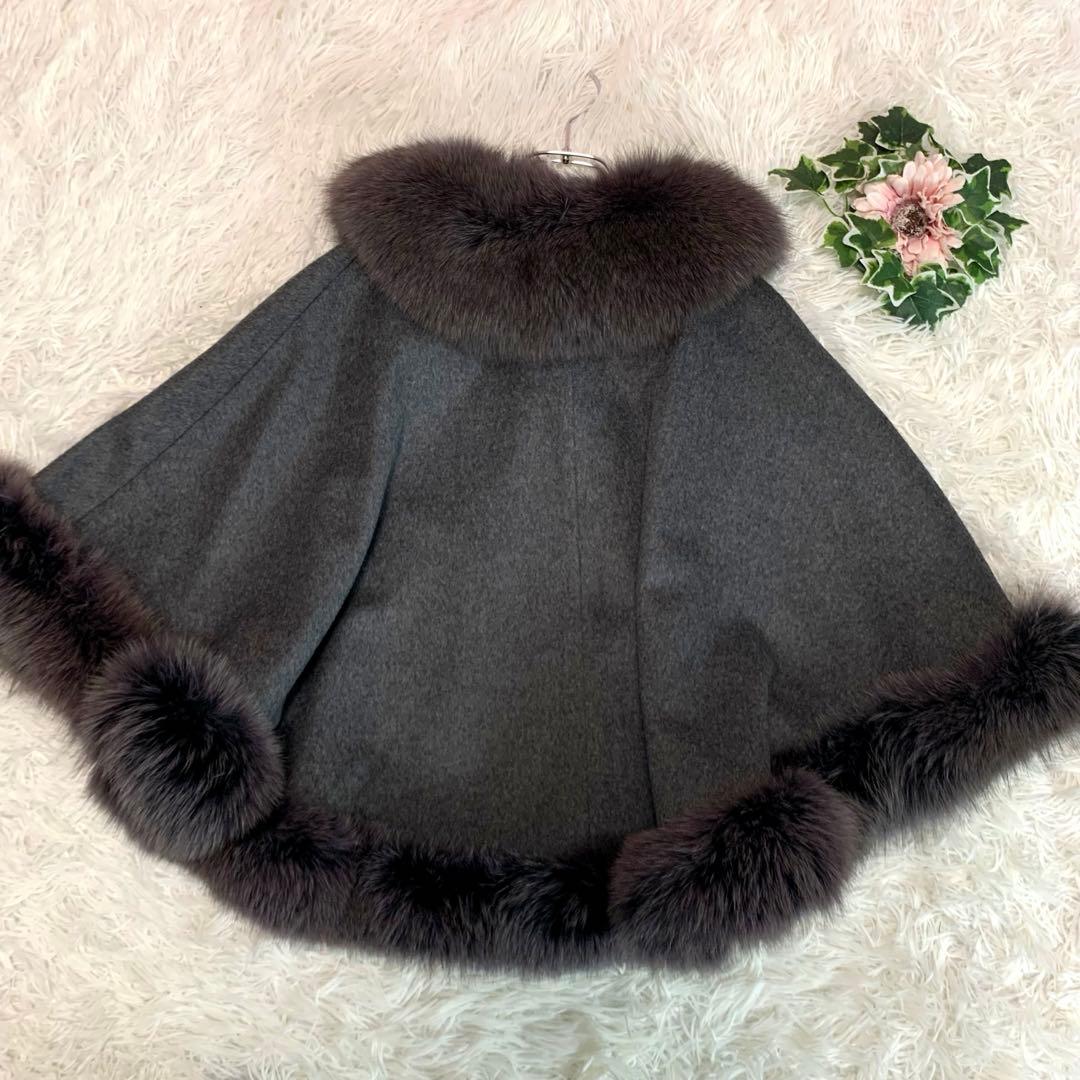 専用♡D78. ◆BALMAIN【カシミヤ100%/フォックスファー◆ポンチョ】
