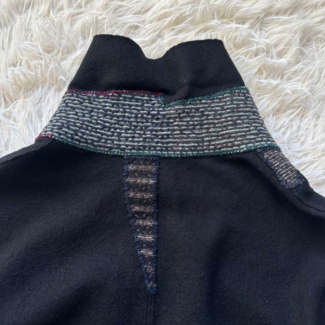 美品✨ヨーガンレール　ジャケットコート　ウール　糸刺繍　黒　ブラック