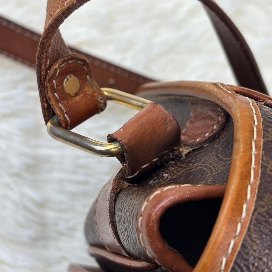 セリーヌ マカダム柄　 PVC×レザー 斜め掛け　ヴィンテージ　ショルダーバッグ