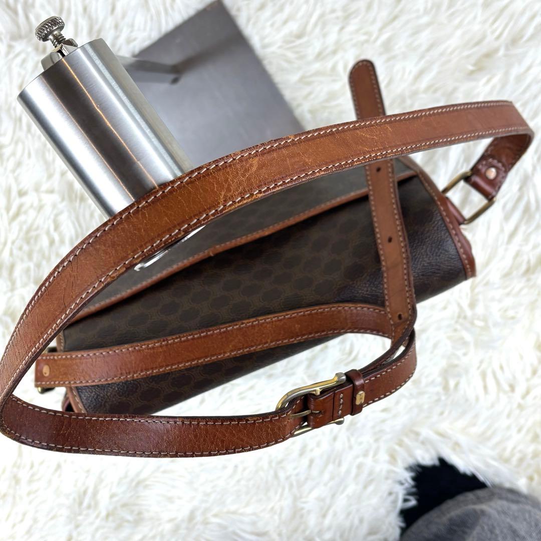 セリーヌ マカダム柄　 PVC×レザー 斜め掛け　ヴィンテージ　ショルダーバッグ