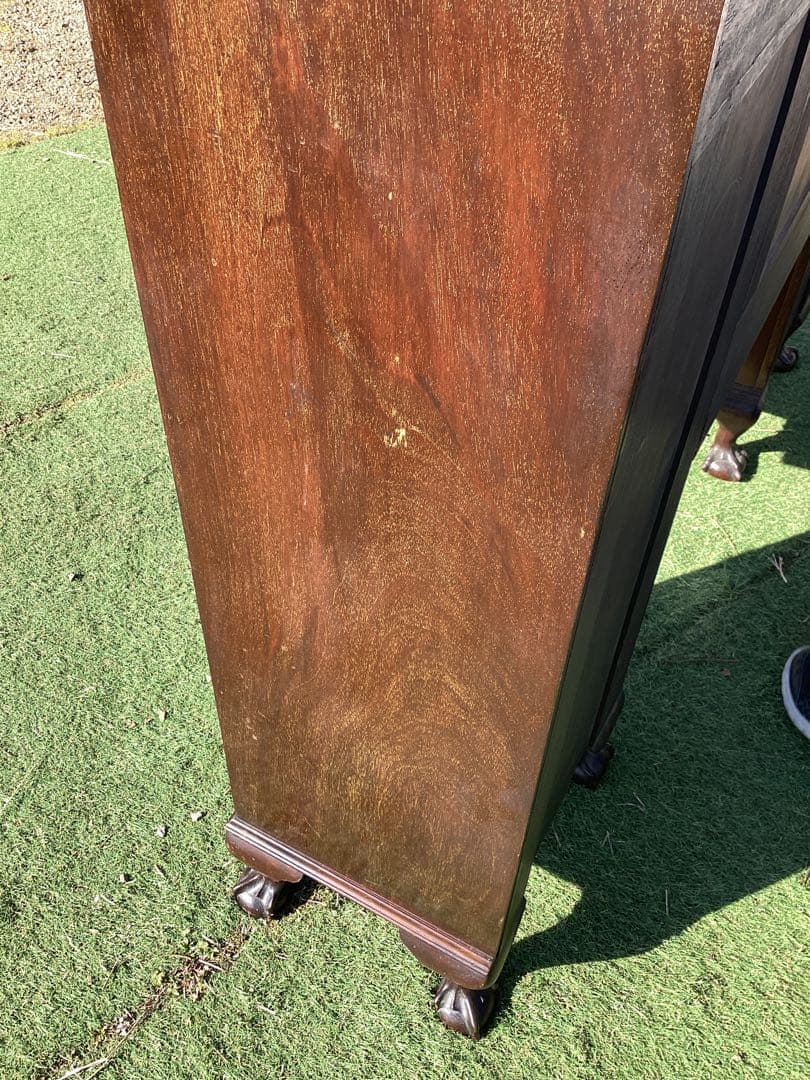 イギリスアンティーク　サイドbyサイド　キャビネット　Wビューロー