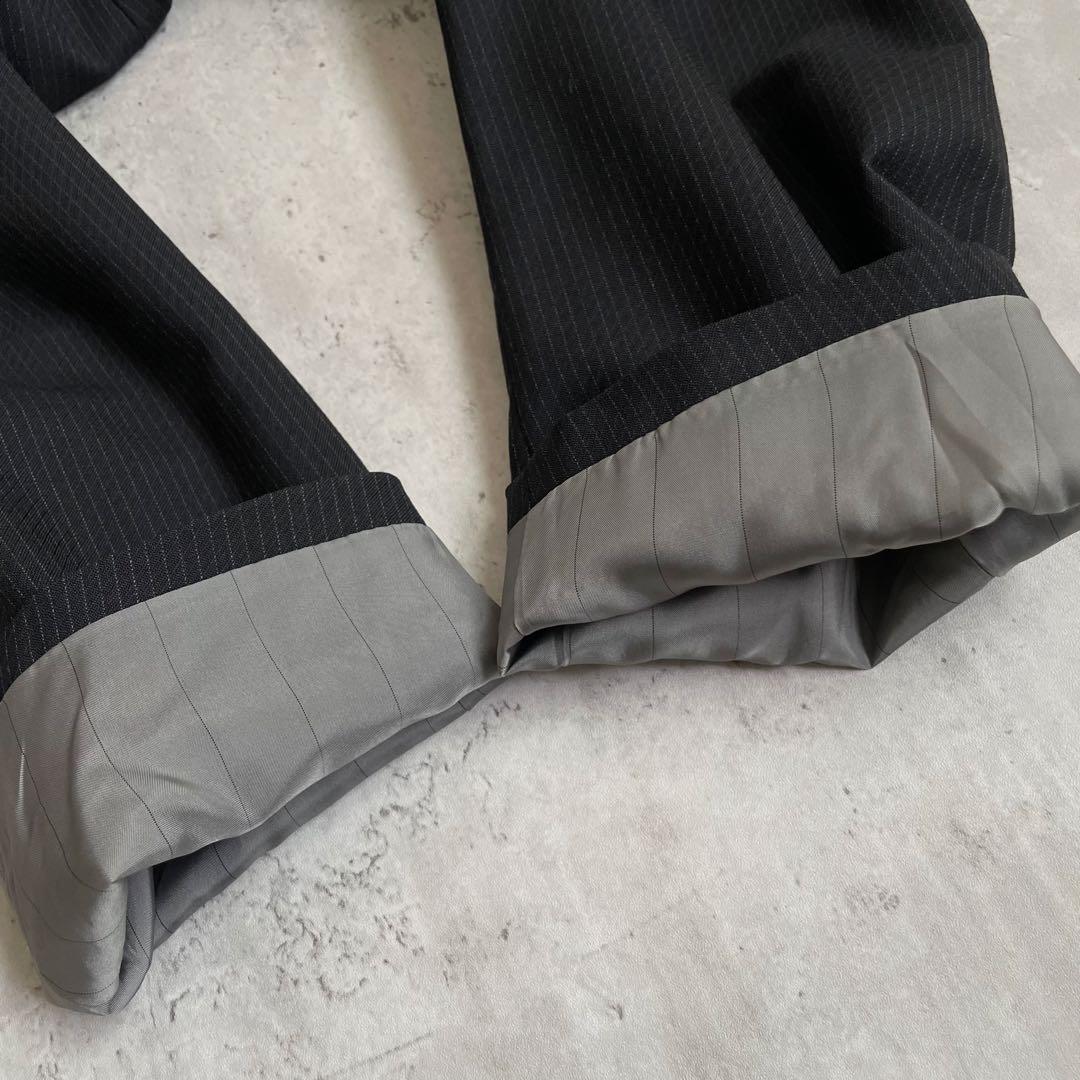 スーツセットアップ　 キュプラ　ストライプ　ブラック　高級感　モード　結婚式