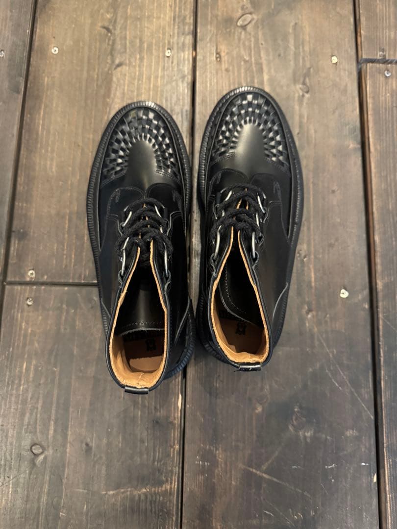 ジョージコックス　黒 編み込みデザイン ハイカットブーツ