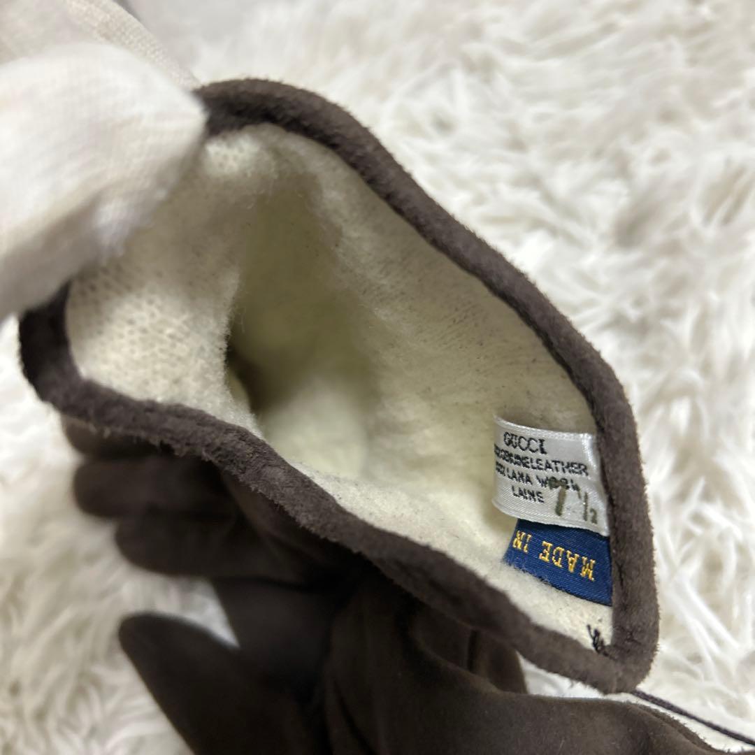 GUCCI 手袋　グローブ　ホースビット　スエード　ブラウン　レディース