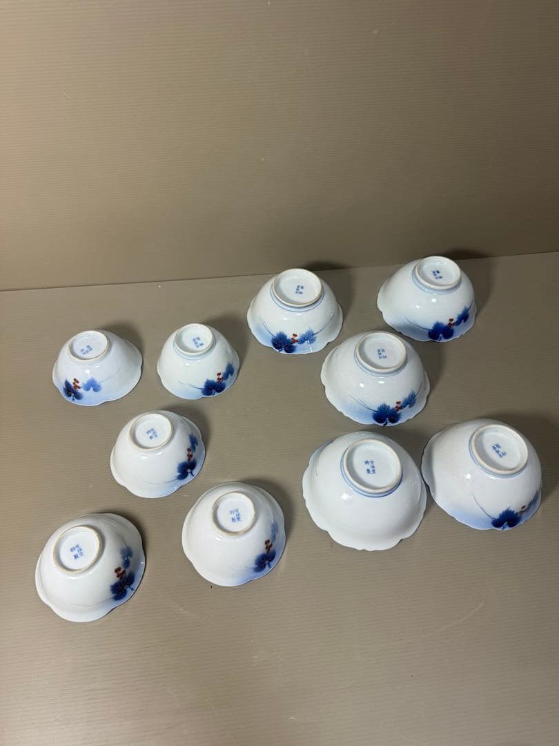 2207   有田焼 芳祥堂特製　葡萄瑠璃　中鉢5客　小鉢5客