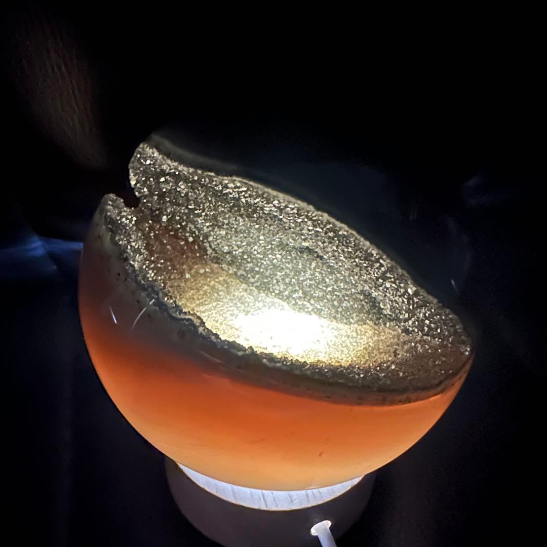 天然石グリーン瑪瑙の笑い口　置物　D.157