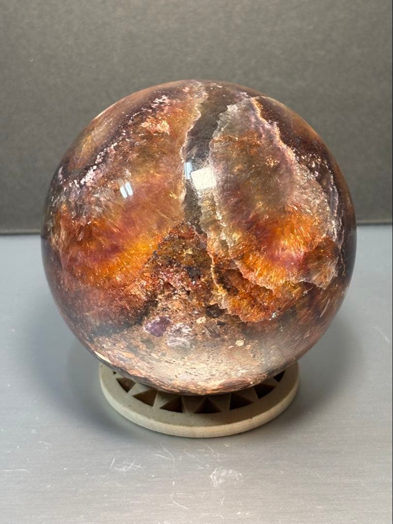 レア　オーラライト23 フローライト共生　スフィア　7.42cm 絶妙な美色