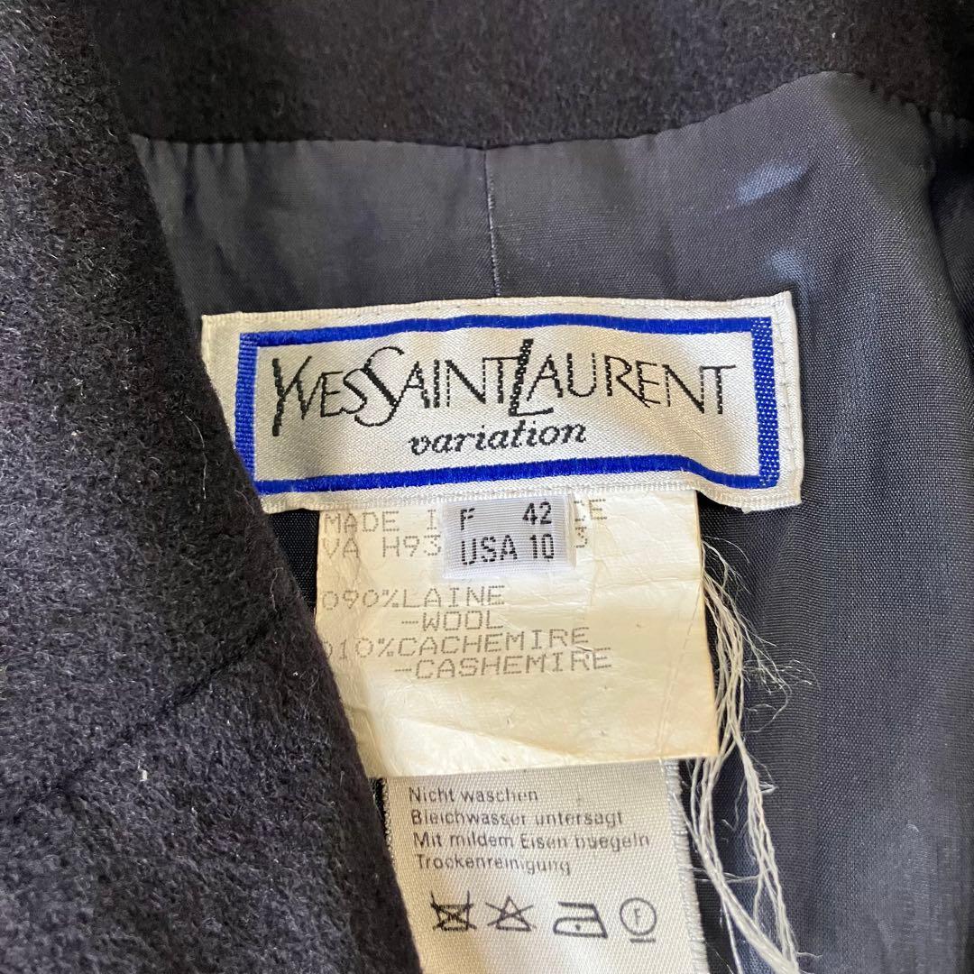 ★美品★イヴサンローラン　ジャケット　42 カシミヤ混　金ボタン　ロゴボタン