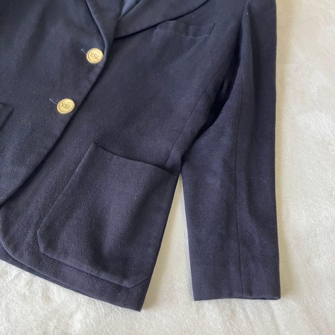 ★美品★イヴサンローラン　ジャケット　42 カシミヤ混　金ボタン　ロゴボタン