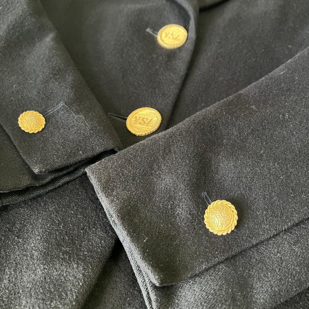 ★美品★イヴサンローラン　ジャケット　42 カシミヤ混　金ボタン　ロゴボタン