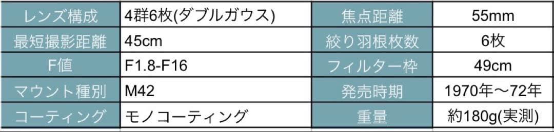 【整備済】FUJINON 55mm F1.8 初期型 M42 オールドレンズ