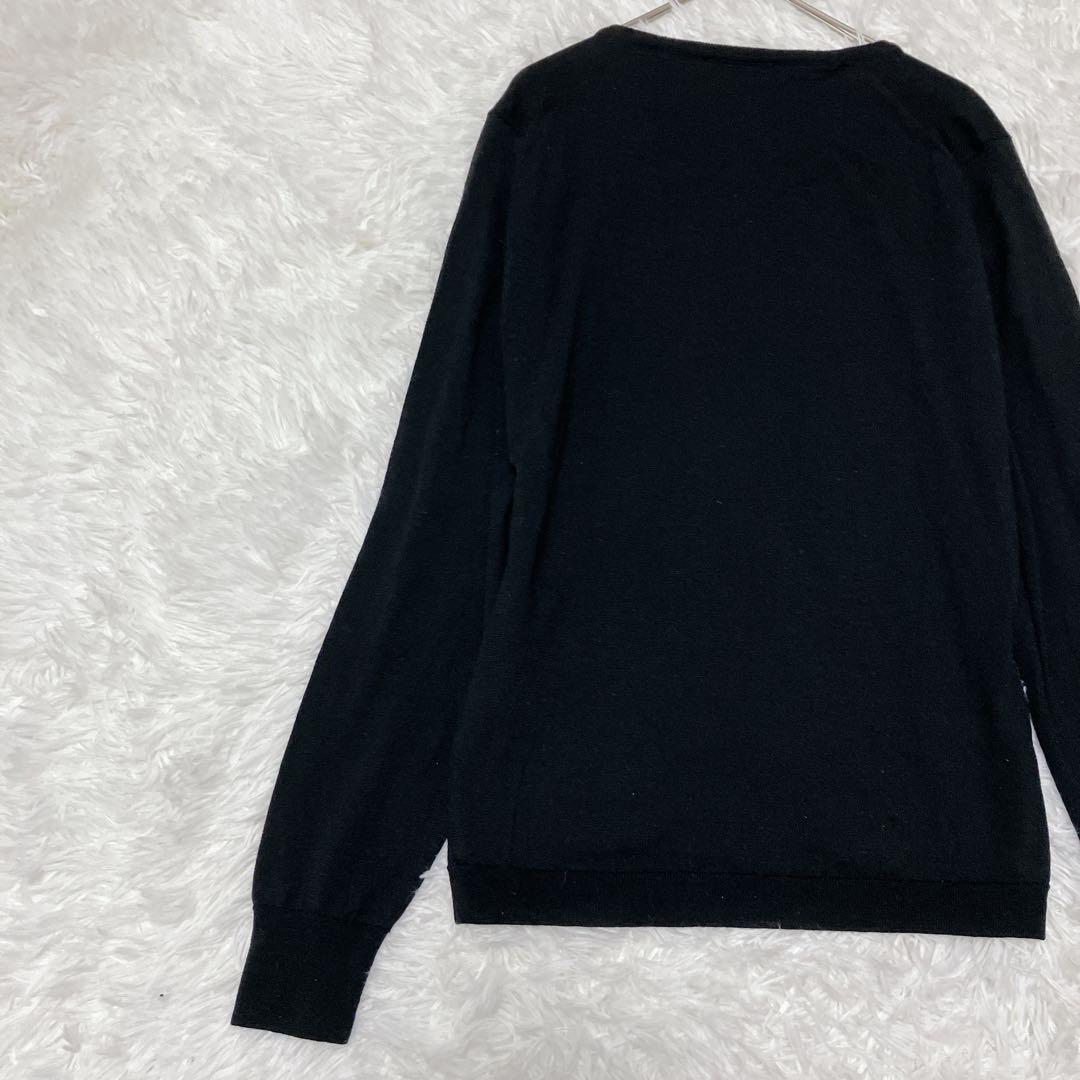 美品 ジョンスメドレー　メリノウール100% ブラック カーディガン M 黒