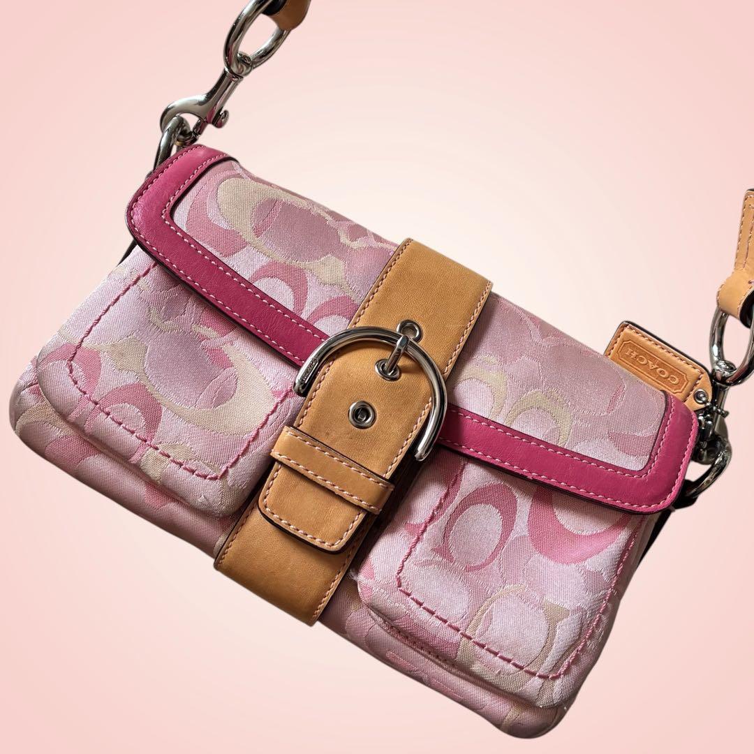 COACH コーチ SOHO ソーホー ショルダーバッグ シグネチャー ピンク
