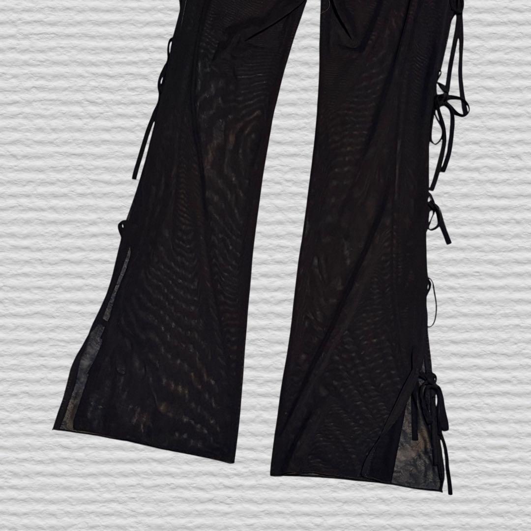 《fiction Tokyo》サイドリボンシアーフレアパンツ ブラック