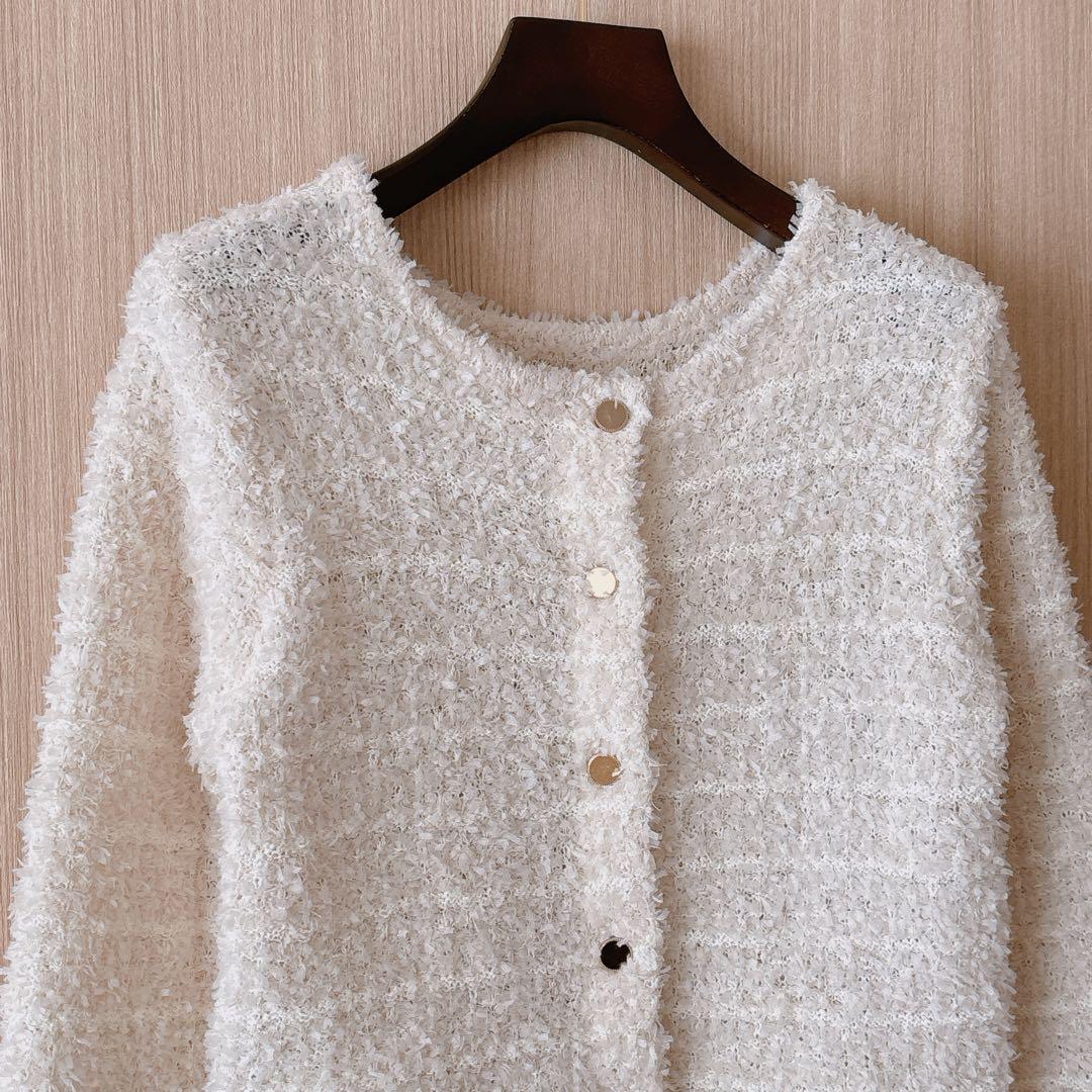 【1324】アナイ　フロッシュツイード2WAY カーディガン　アイボリー　36