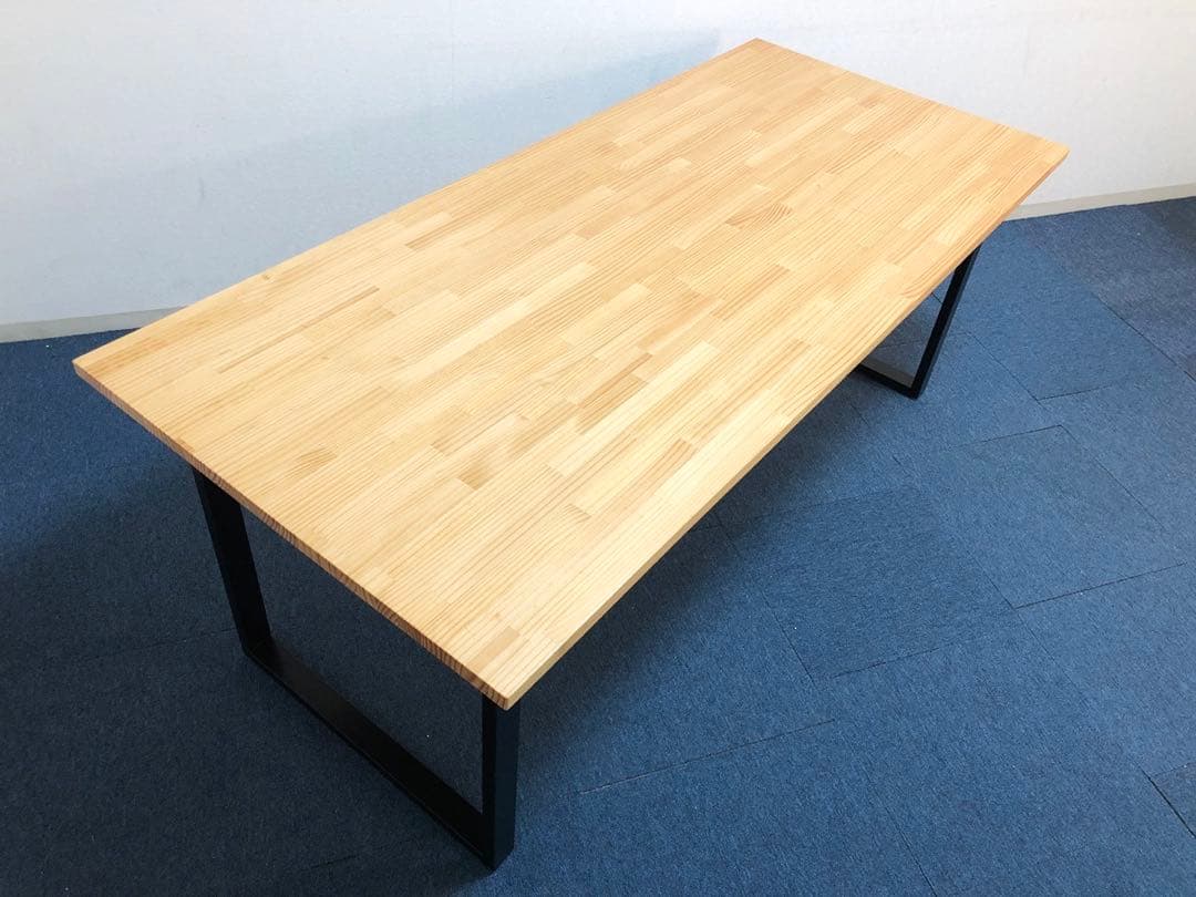 北欧カントリー風ダイニングテーブル 天然木パイン集成材 アイアン脚部仕様