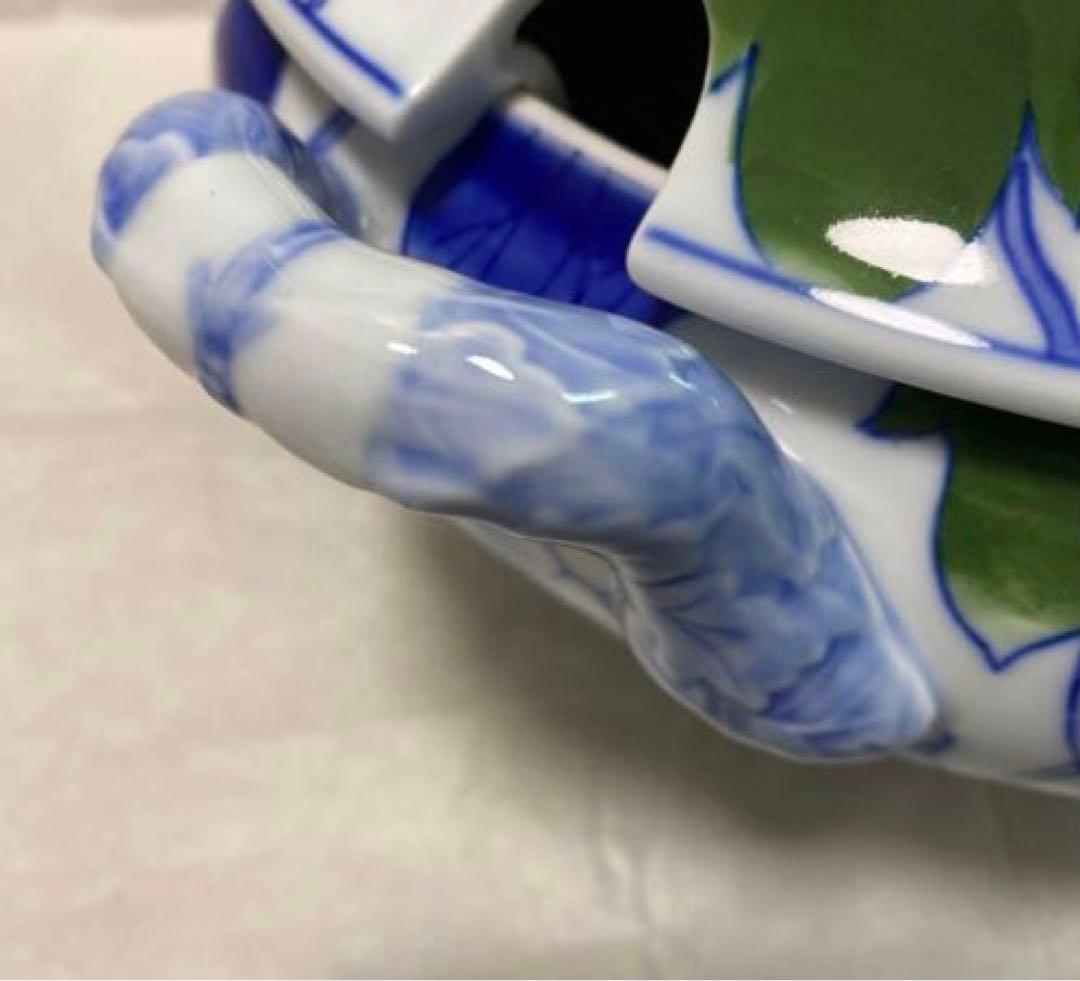 お値下げ中‼️　深川製磁 つる朝顔文 大蓋物 盛器　有田焼き