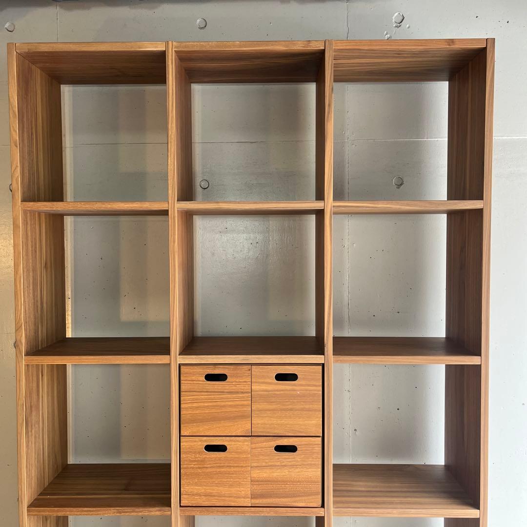 美品★無印スタッキングシェルフセット・５段×３列・ウォールナット チェスト付