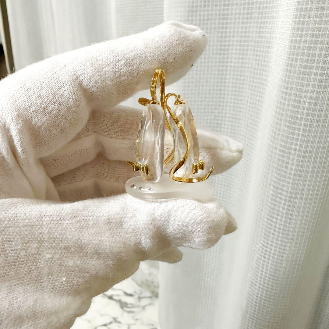 美品 スワロフスキー クリスタル バレエシューズ 置物 ゴールド