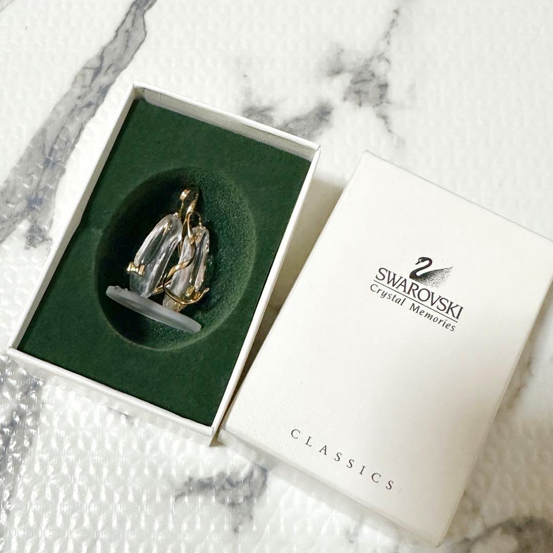 美品 スワロフスキー クリスタル バレエシューズ 置物 ゴールド